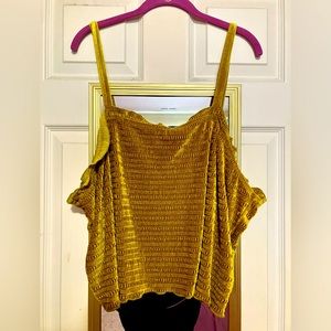 Plus Size Green Velvet Stretchy Crop Top Tank Top 3X 4X